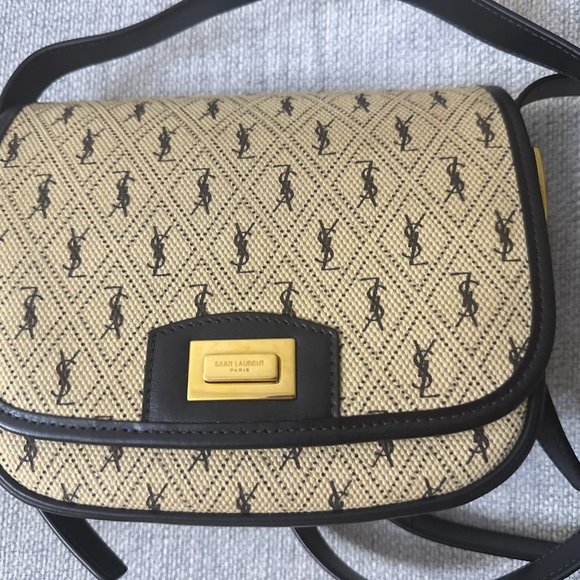 Saint Laurent Flap Satchel Monogram All Over Canvas & Leather - Excellent Cond. - Picture 2 of 13